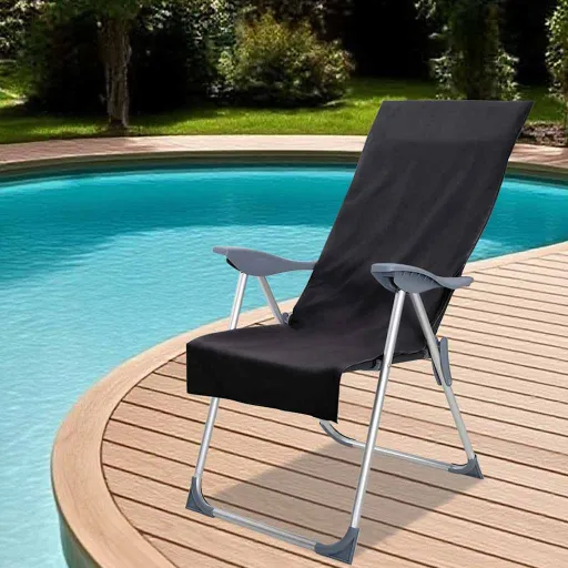 Toallas Para Sillas de Exterior   Negro 130 x 60 cm (2 pcs)