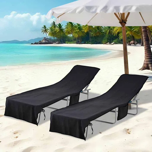 Toallas de Reposera   Negro 210 x 75 cm (2 pcs)