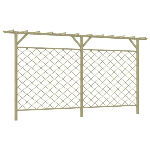 Valla de Jardín Celosía Con Pérgola Superior Madera