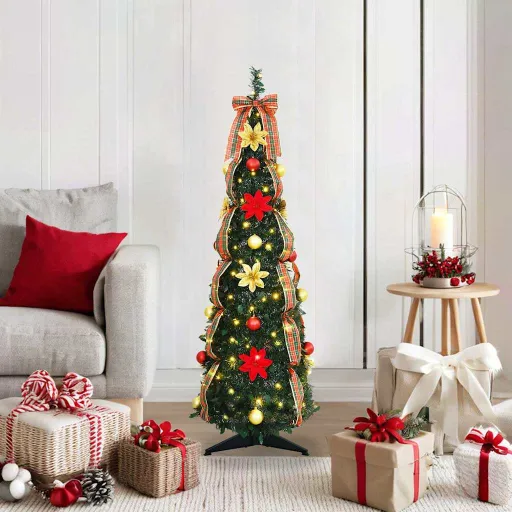Árbol de Navidad Artificial Con 50 LED Verde 125 cm PVC