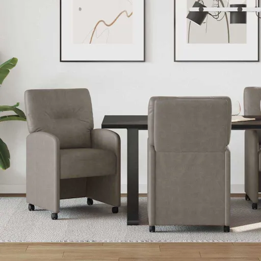 Sillas de Comedor Con Ruedas   Gris 57 x 67 x 95 cm (2 pcs)