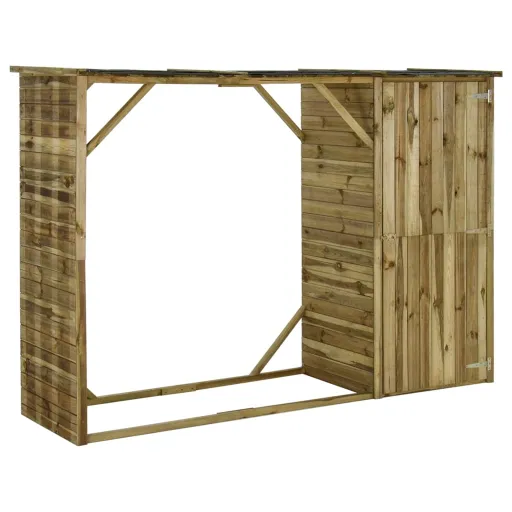 Caseta Leña y Herramientas Jardín Madera Pino 253x80x170 cm