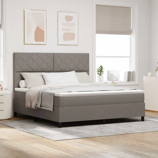 Cama Tipo Box Spring Con Colchón Taupé 180 x 200 cm Tela
