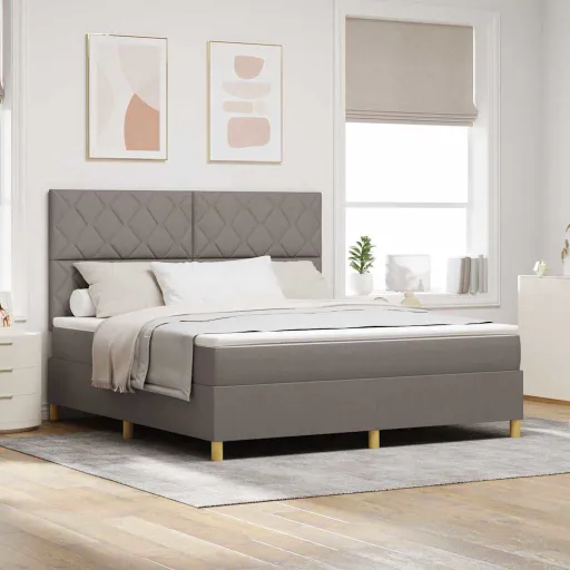 Cama Tipo Box Spring Con Colchón Taupé 180 x 200 cm Tela