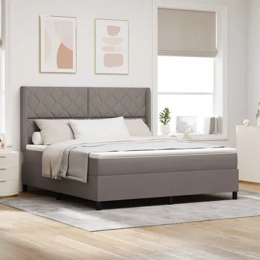 Cama Tipo Box Spring Con Colchón Taupé 180 x 200 cm Tela