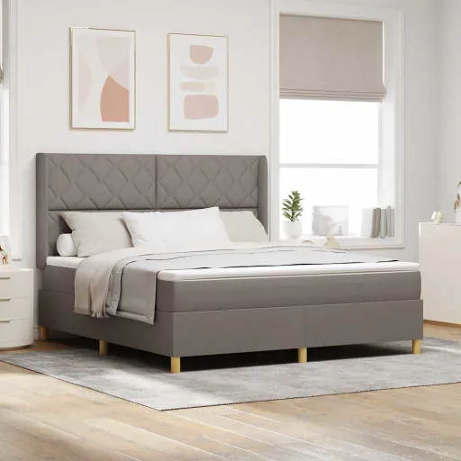 Cama Tipo Box Spring Con Colchón Taupé 180 x 200 cm Tela