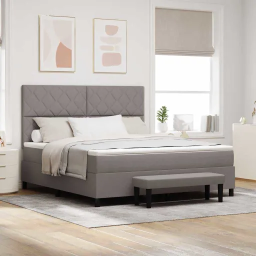 Cama Tipo Box Spring Con Colchón Taupé 180 x 200 cm