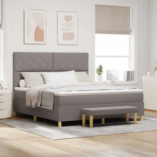 Cama Tipo Box Spring Con Colchón Taupé 180 x 200 cm Tela