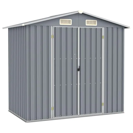 Cobertizo de Jardín Acero Galvanizado Gris 205x129x183 cm