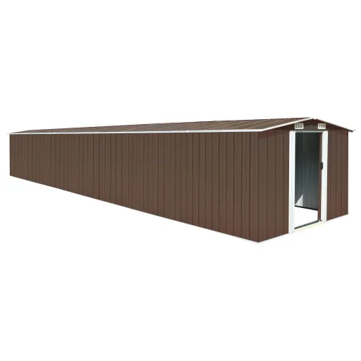 Cobertizo de Jardín Acero Galvanizado Marrón 257x779x181 cm