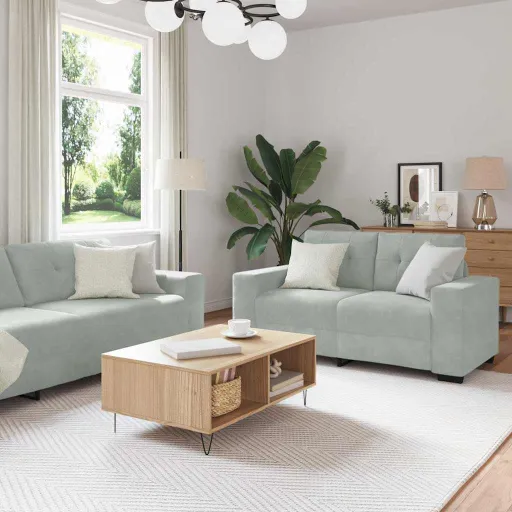Juego de Sofá   Gris Claro 221 x 80 x 80 cm Terciopelo (3 pcs)
