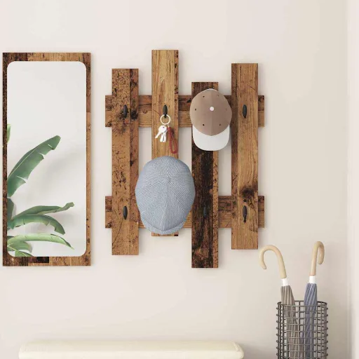 Perchero de Pared Madera Vieja 60 x 3 x 82 cm