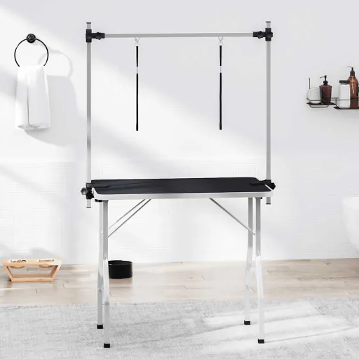 Mesa de Baño Para Perros, Gatos y Mascotas Ajustable 2 Lazos