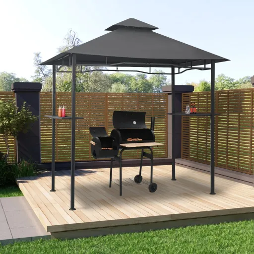 Cenador de BBQ Acero Antracita 240x150x255 cm