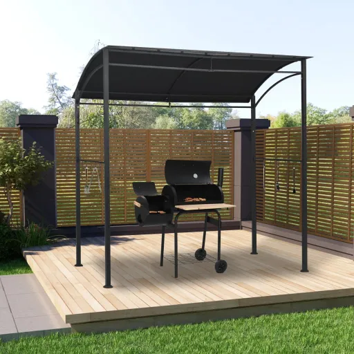 Cenador de Barbacoa Acero Gris Antracita 215x150x220 cm