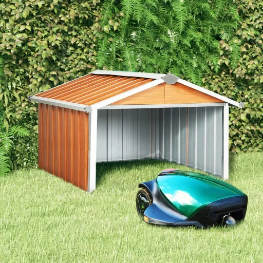 Cobertizo Para Cortacésped Acero Galvanizado Marrón 92x97x63 cm
