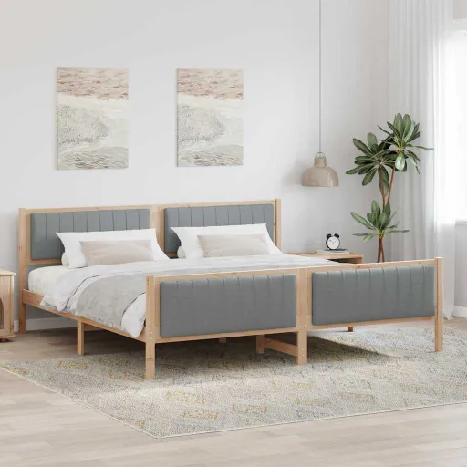 Estructura de Cama Marrón y Gris Claro 200 x 200 cm