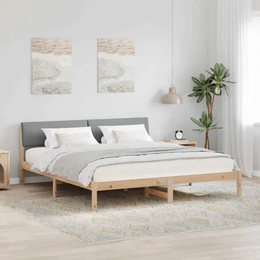 Estructura de Cama Marrón y Gris Claro 200 x 200 cm