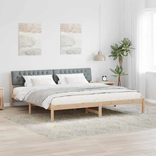 Estructura de Cama Marrón y Gris Claro 200 x 200 cm