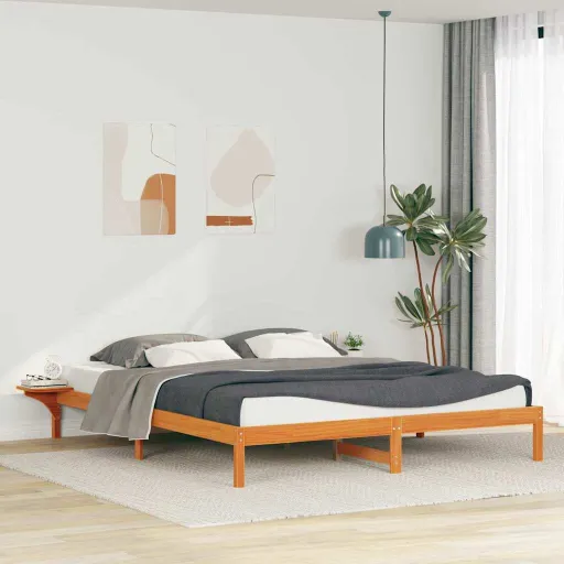 Estructura de Cama Con Mesitas Marrón Cera 180 x 210 cm