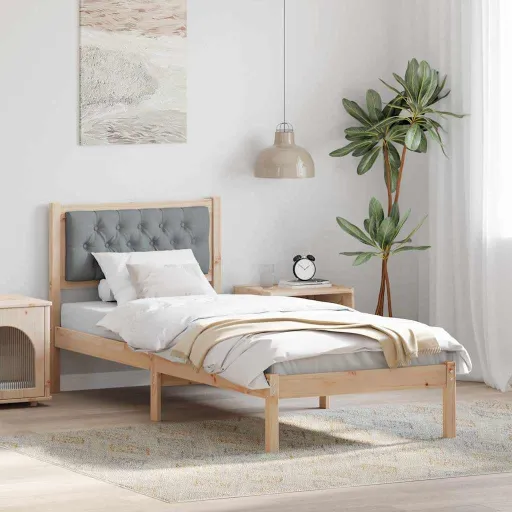 Estructura de Cama Gris Claro 75 x 190 cm Madera de Pino Macizo