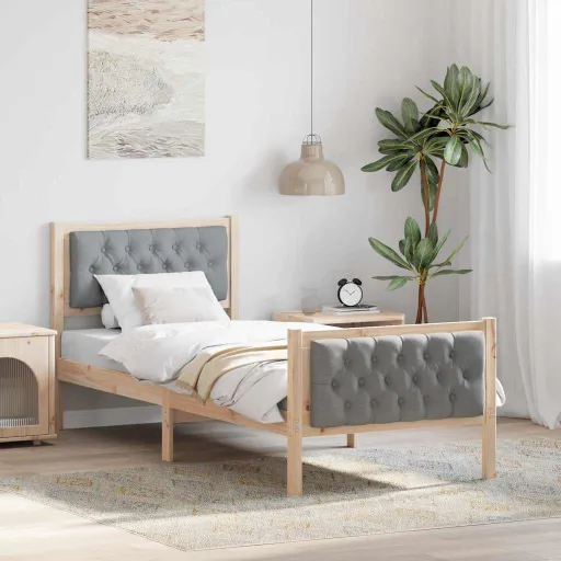 Estructura de Cama Gris Claro 75 x 190 cm Madera de Pino Macizo