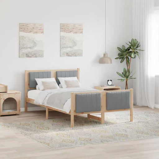 Estructura de Cama Marrón y Gris Claro 120 x 200 cm