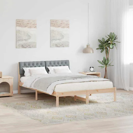 Estructura de Cama Marrón y Gris Claro 160 x 200 cm