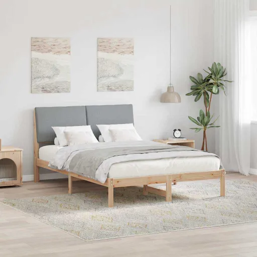 Estructura de Cama Marrón y Gris Claro 140 x 200 cm