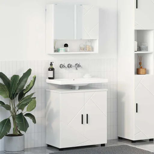 Juego de Muebles de Baño   Madera de Ingeniería & Metal (2 pcs)