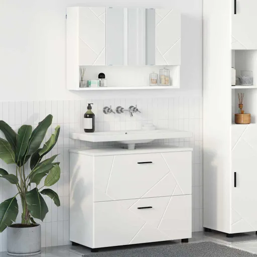 Juego de Muebles de Baño   Madera Engineered y Metal (2 pcs)