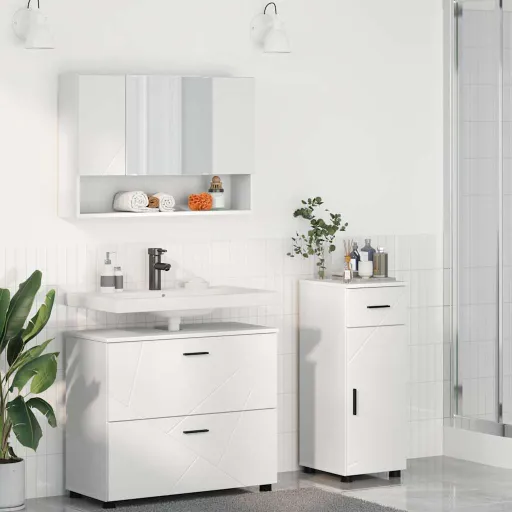 Juego de Muebles de Baño   Madera Engineered y Metal (3 pcs)