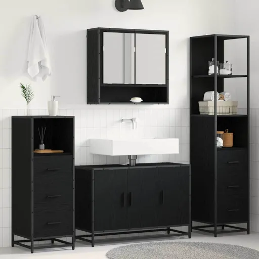 Juego de Muebles de Baño Con Cajón   Madera Envejecida (3 pcs)