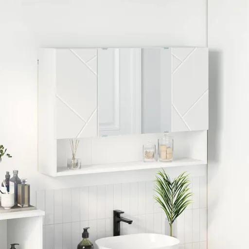 Armario Con Espejo 80 x 17 x 55 cm Madera de Ingeniería