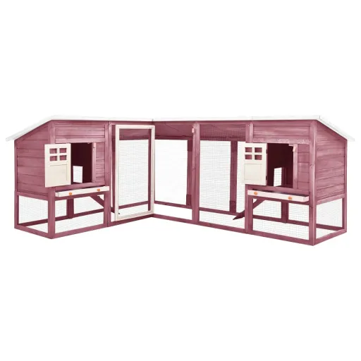 Conejera de Exterior Con Corredor Madera de Abeto Moca y Blanco