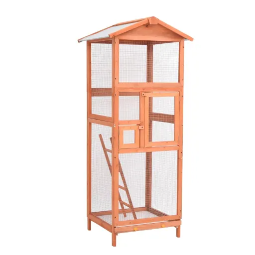 Jaula Para Pájaros Madera Maciza de Abeto 68x62x166 cm