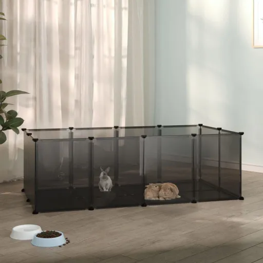 Jaula Para Animales Pequeños Negro PP y Acero 144x74x46,5 cm
