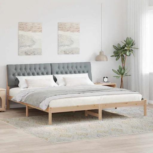 Estructura de Cama Con Cabecera Tapizada Marrón 200 x 200 cm