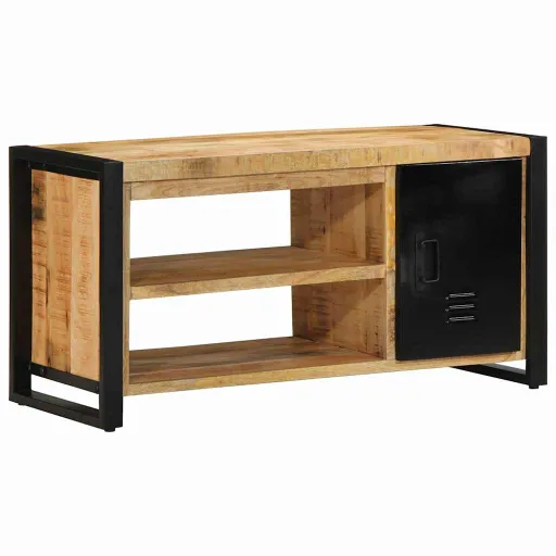 Banco Para Zapatos Marrón Madera Maciza de Mango
