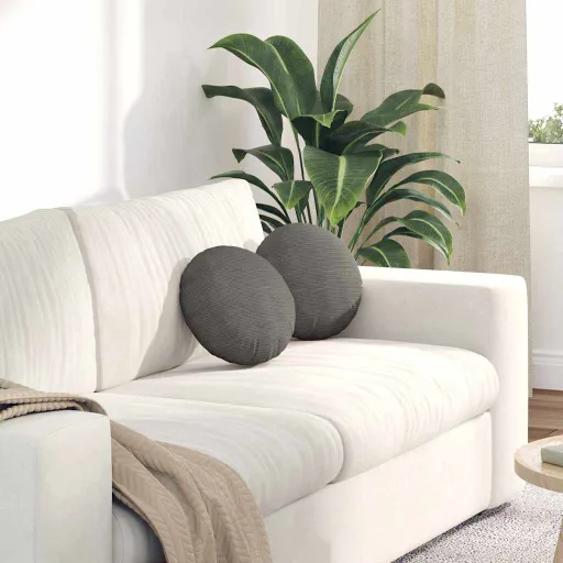 Cojines Para Asiento   Gris Claro Ø 30 x 13 cm Tela de Pana (2 pcs)