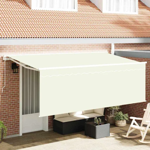 Toldo Retráctil Manual Crema 350 x 200 cm Poliéster y Aluminio