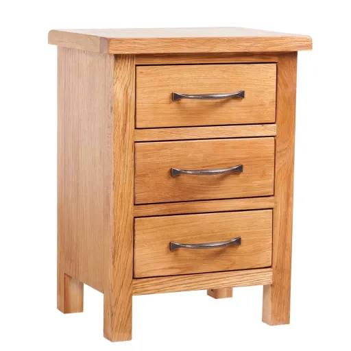 Mesita de Noche Con 3 Cajones Madera Maciza Roble 40x30x54 cm