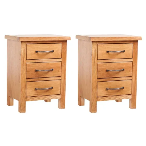 Mesitas de Noche 2 Unidades Madera Maciza de Roble 40x30x54 cm