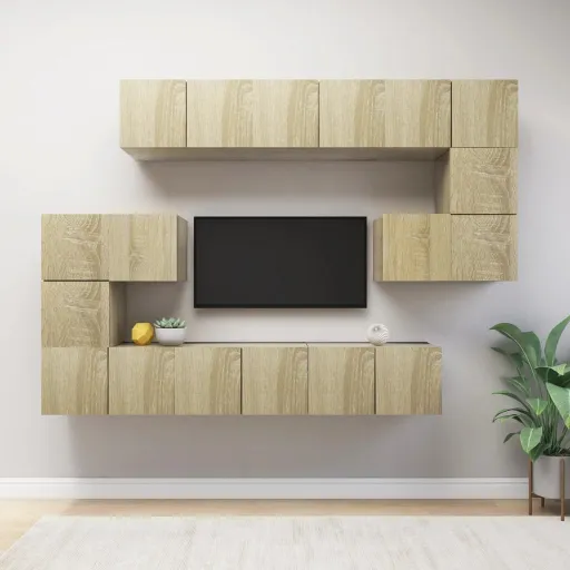 Set de Muebles Salón TV 10 Pzas Madera Ingeniería Roble Sonoma