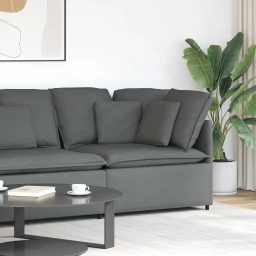 Sofá Modular de Esquina Con Cojines Gris Oscuro 100 cm