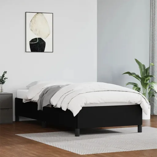 Cama Individual Sin Colchón Cuero Sintético Negro 90x190 cm
