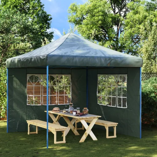 Paredes Laterales de Carpa de Fiesta Con Ventana 2 Uds PE Verde