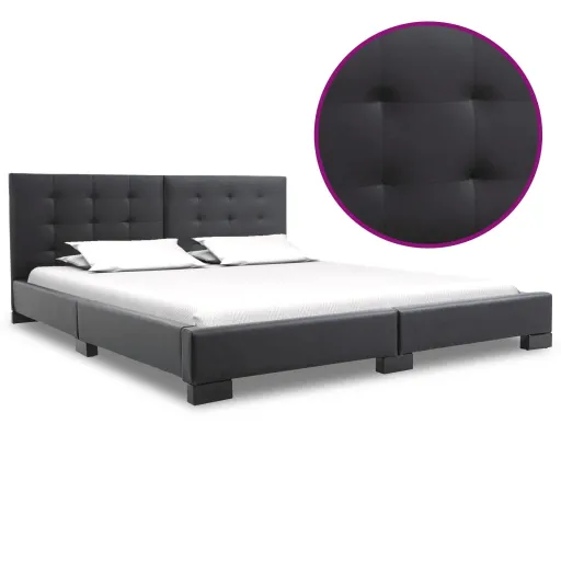 Estructura de Cama Sin Colchón Cuero Sintético Negro 200x160 cm