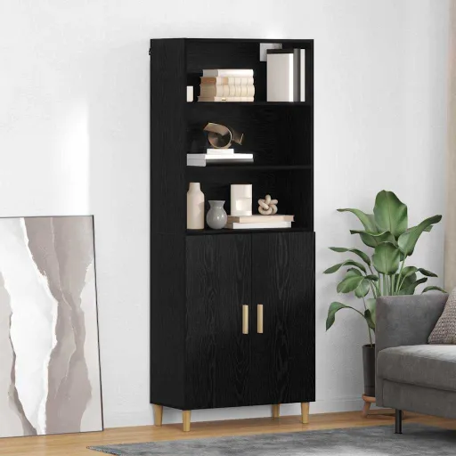 Aparador Alto Roble Negro 69,5 x 32,5 x 180 cm