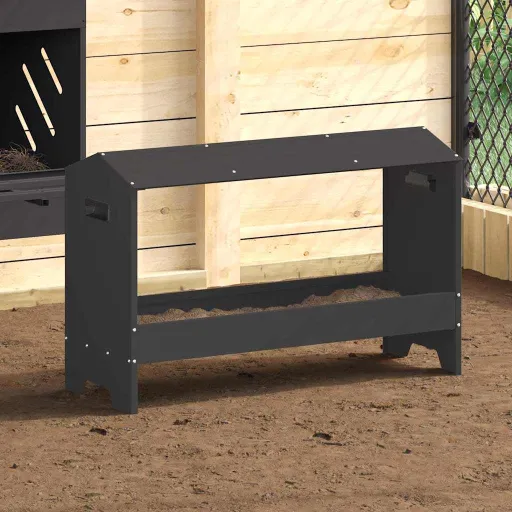 Canalón de Alimentación Para Pollos Negro 81 x 32 x 53,5 cm